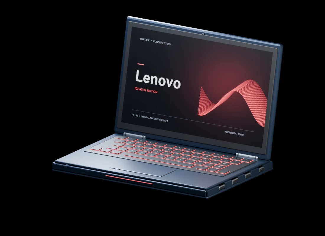 Propuesta independiente para Lenovo: laptop Digitalz con pantalla azul / carmín.