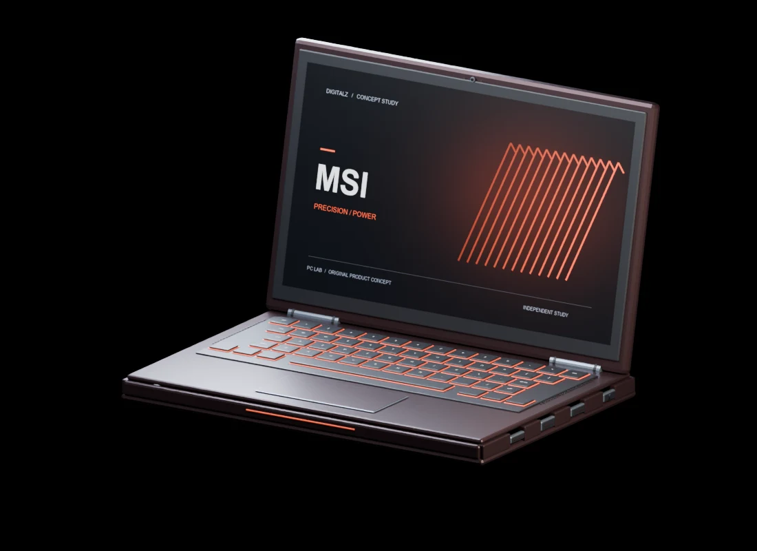 Propuesta independiente para MSI: laptop Digitalz con pantalla grafito / bermellón.
